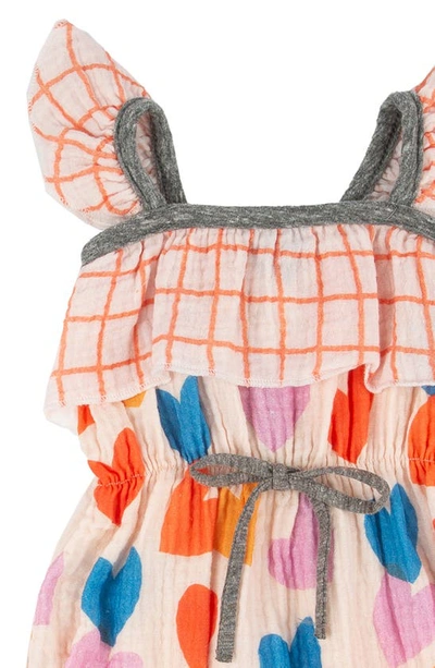 Miki Miette Willa Ruffle Cotton Bubble Romper In Pink
