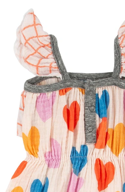 Miki Miette Willa Ruffle Cotton Bubble Romper In Pink