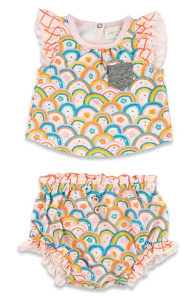 Miki Miette Yasi Ruffle Sleeve Top & Bloomers Set In Pink