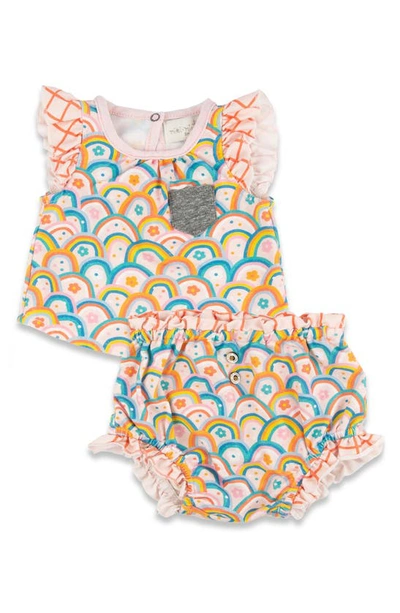 Miki Miette Yasi Ruffle Sleeve Top & Bloomers Set In Pink