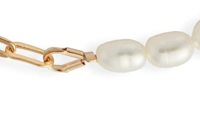 Nashelle Unity Genuine Freshwater Seed Pearl & Open Link Bracelet In Yellow Gold Fill