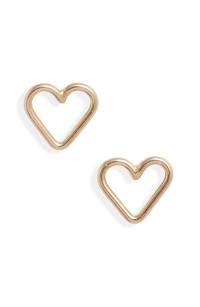 Shop Nashelle Open Heart Stud Earrings In Yellow Gold Fill
