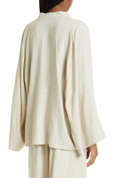 Shop By Malene Birger Lomaria Split Neck Flare Sleeve Top In Undyed