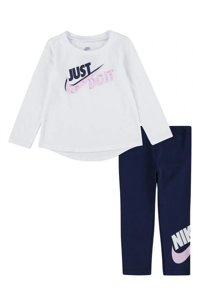 Shop Nike Just Do It Long Sleeve Top & Leggings Set In Midnight Navy