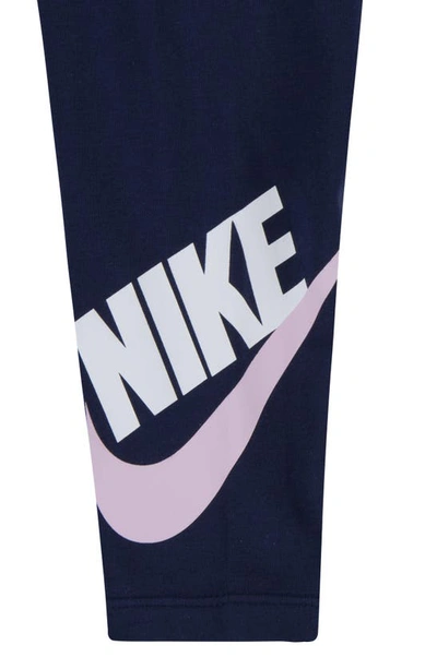 Shop Nike Just Do It Long Sleeve Top & Leggings Set In Midnight Navy