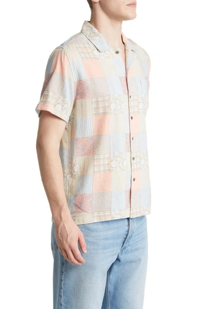 Shop Rails Moreno Patchwork Print Short Sleeve Linen Blend Button-up Shirt In Summer Patchwork