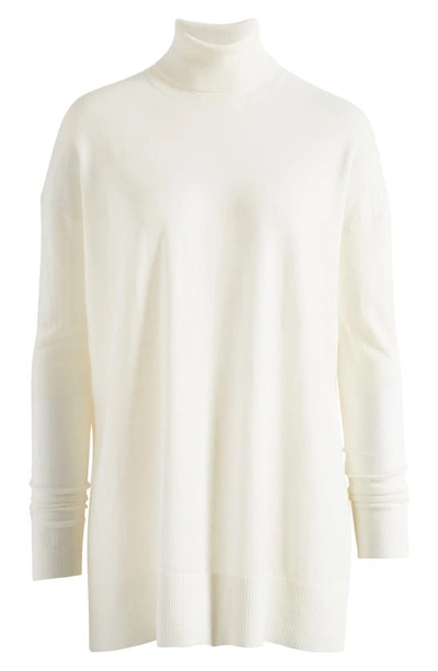 Shop Allsaints Gala Merino Wool Turtleneck Sweater In Chalk White