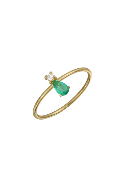 Shop Bony Levy El Mar Emerald & Diamond Stackable Ring In 18k Yellow Gold