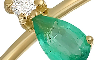 Shop Bony Levy El Mar Emerald & Diamond Stackable Ring In 18k Yellow Gold
