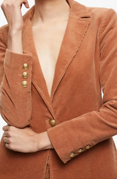 Shop Alice And Olivia Macey Corduroy One-button Blazer In Camel