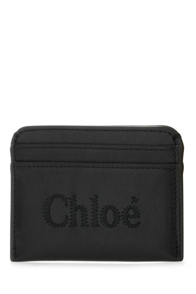Shop Chloé Chloe Woman Black Leather Card Holder