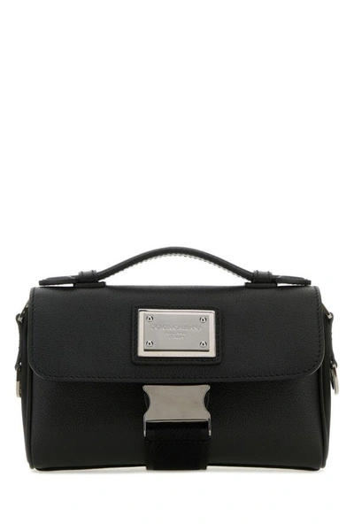 Dolce & Gabbana Men Black Leather Handbag In Black