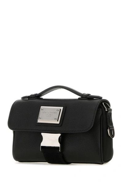 Dolce & Gabbana Men Black Leather Handbag In Black