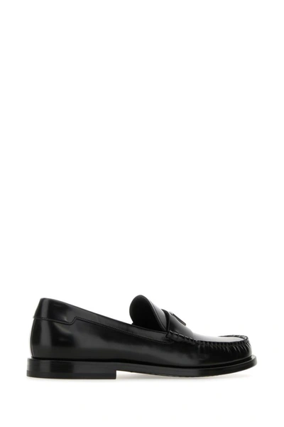 Shop Dolce & Gabbana Man Black Leather Loafers