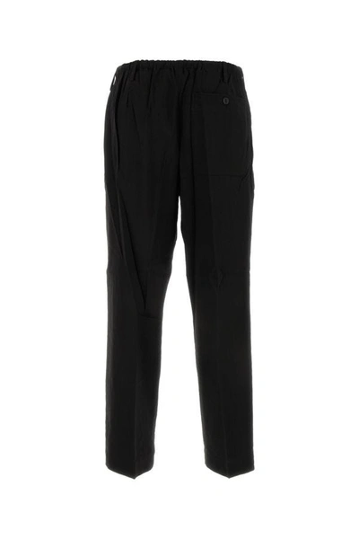 Shop Dries Van Noten Man Black Stretch Linen Blend Pant