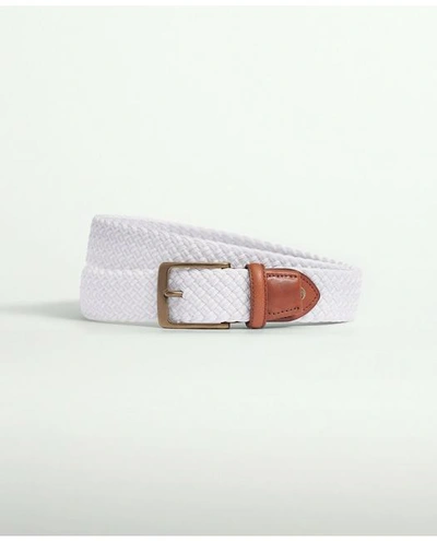 Shop Brooks Brothers Stretch Braided Belt | White | Size 2xl