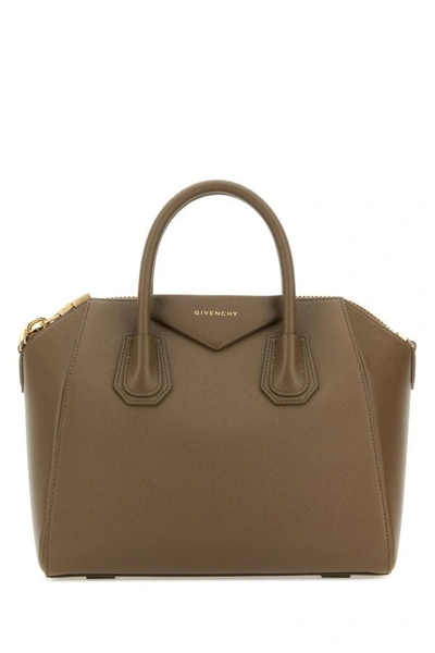 Shop Givenchy Woman Cappuccino Leather Small Antigona Handbag In Brown