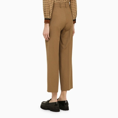 Shop Gucci Beige Wool Trousers Women In Brown