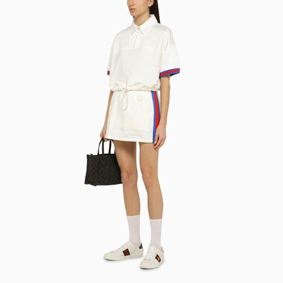 Shop Gucci White Cotton Mini Skirt With Web Detail Women In Yellow