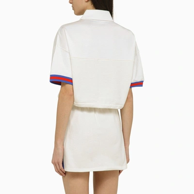 Shop Gucci White Cotton Polo Shirt With Web Detail Women In Yellow