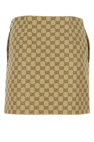 Shop Gucci Woman Embroidered Cotton Blend Mini Skirt In Multicolor