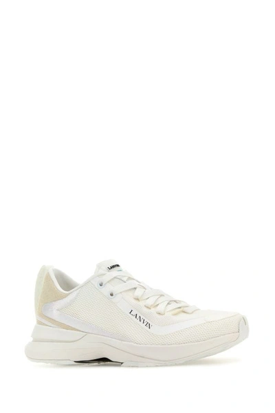 Shop Lanvin Man White Mesh Sneakers