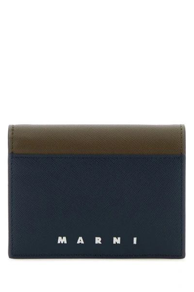 Shop Marni Man Two-tone Leather Wallet In Multicolor