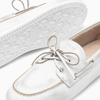 Shop Miu Miu White Vintage-effect Leather Loafer Women