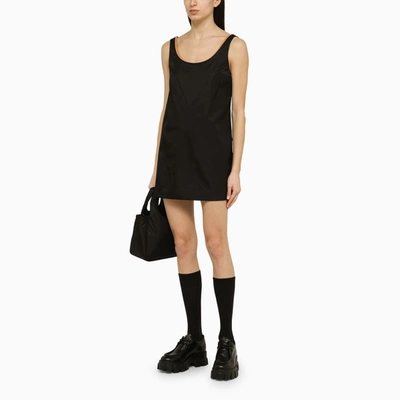 Shop Prada Black Re-nylon Short Dress Women In Brown