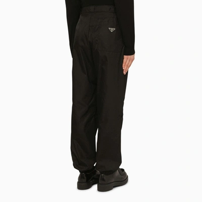 Shop Prada Black Re-nylon Trousers With Logo Triangle Men In Brown