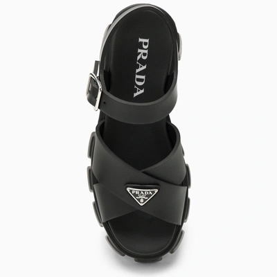 Shop Prada Black Rubber Sandal With Logo Women In Brown