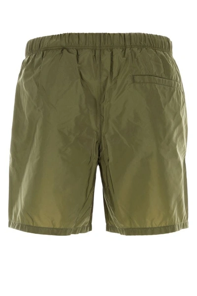 Shop Prada Man Army Green Re-nylon Swimming Shorts