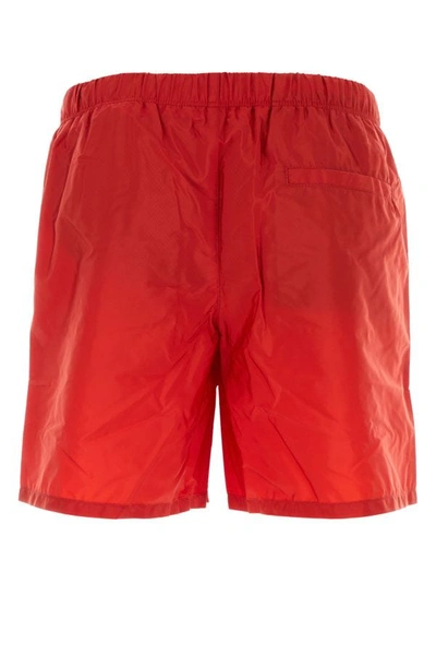 Shop Prada Man Red Re-nylon Swimming Shorts