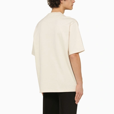 Shop Prada Natural Cotton Crew-neck T-shirt Men In Cream