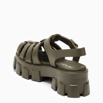 Shop Prada Military Green Rubber Sandal With Logo Women