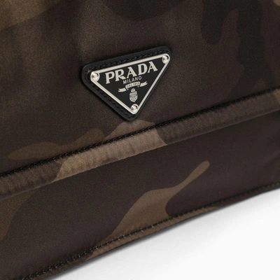 Shop Prada Small Camouflage Shoulder Bag In Padded Re-nylon Women In Green