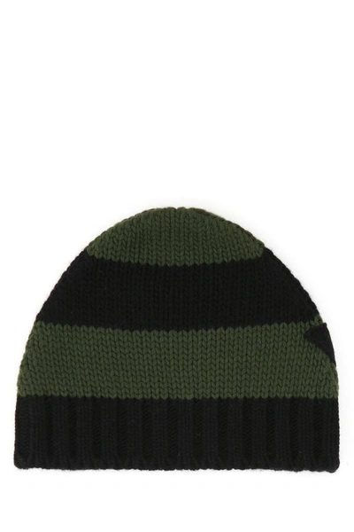 Shop Prada Woman Embroidered Wool Blend Beanie Hat In Multicolor