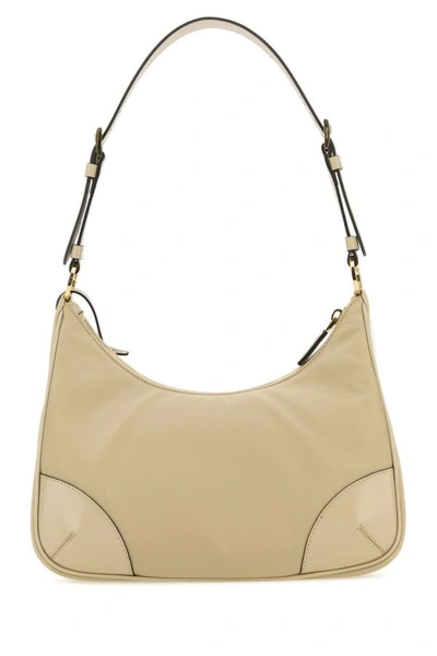 Shop Prada Woman Sand Re-nylon Re-edition 2002 Shoulder Bag In Brown