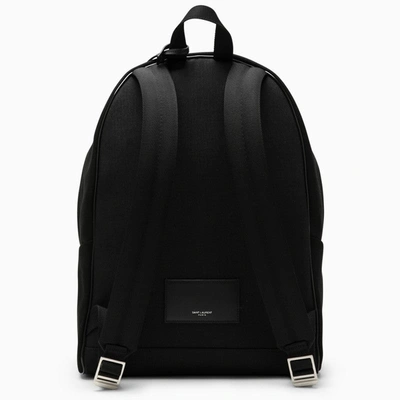 Shop Saint Laurent Black City Backpack With Embroidery And Leather Trim Men