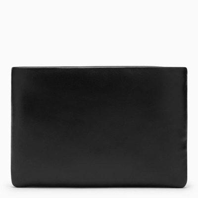 Shop Saint Laurent Black Padded Leather Clutch Bag With Logo Men