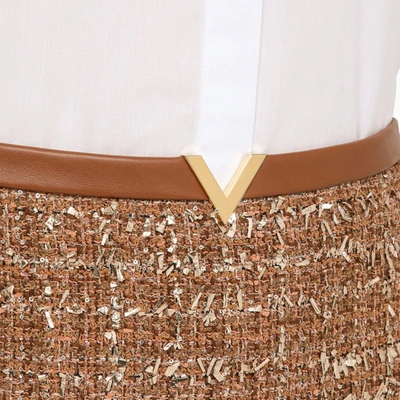 Shop Valentino V Gold Brown Mini Skirt Women