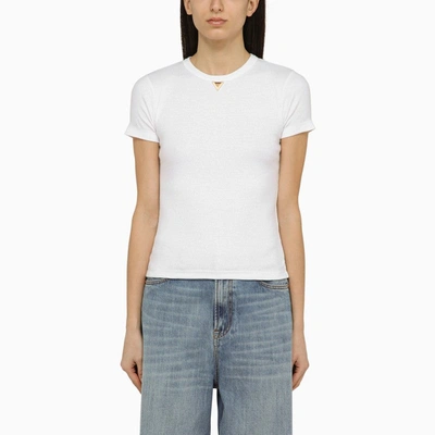 Shop Valentino White Cotton V Gold T-shirt Women