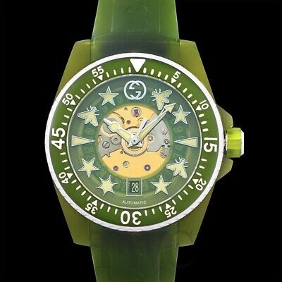 Pre-owned Gucci Dive Ya136345 Green Dial Unisex Watch Genuine Frees&h