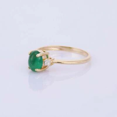 Pre-owned Handmade Fine14k Gold Natural Certified  2.25 Emerald Gift Ring For Beloved Us6 In Green