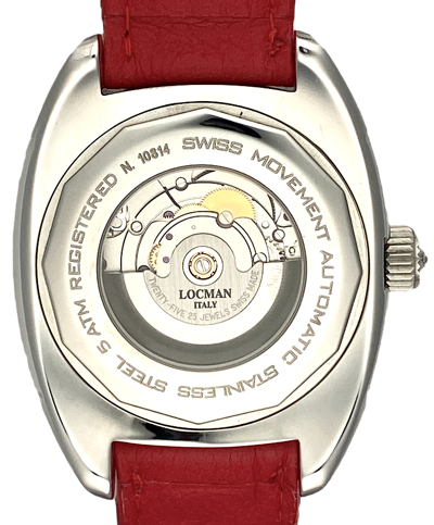 Pre-owned Locman 1970 Automatic Swiss Movement Sapphire Men's Watch Red W/r 5 Atm 47mm
