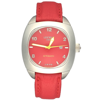 Pre-owned Locman 1970 Automatic Swiss Movement Sapphire Men's Watch Red W/r 5 Atm 47mm