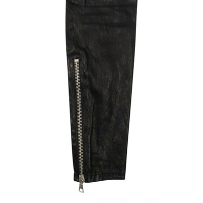 Pre-owned Ben Taverniti Unravel Project Unravel Project Black Leather Distressed Lace Up Skinny Pants Size 24 $1995