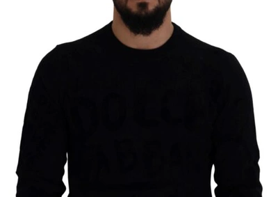 Pre-owned Dolce & Gabbana Dolce&gabbana Men Black Sweatshirt 100% Wool Solid Long Sleeves Casual Pullover