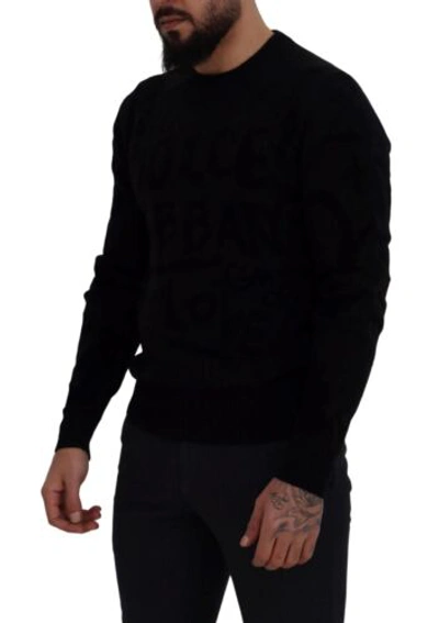 Pre-owned Dolce & Gabbana Dolce&gabbana Men Black Sweatshirt 100% Wool Solid Long Sleeves Casual Pullover