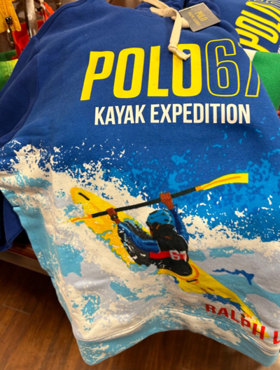 Pre-owned Polo Ralph Lauren Kayak Expedition Polo 67 Graphic Fleece Hoodie Sweatshirt In Multicolor